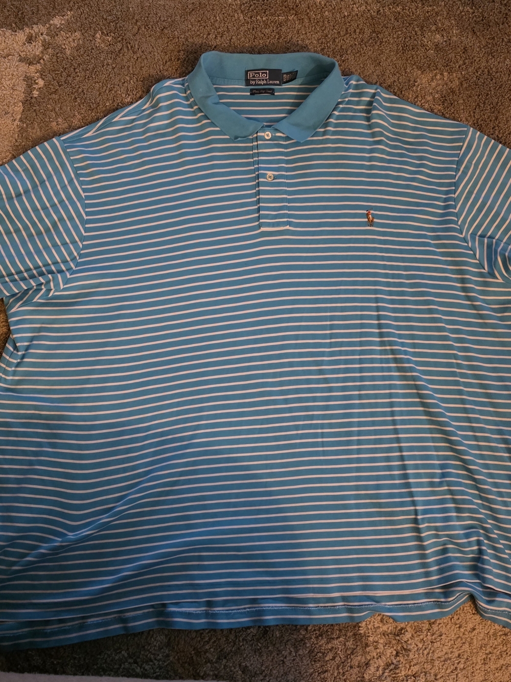 Polo by Ralph Lauren Men’s Light Blue Striped Polo Shirt